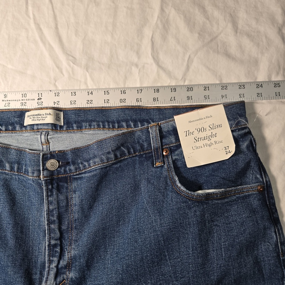 NWT Abercrombie & Fitch Jeans The 90s Straight Ultra High Rise  37/ 24S‎ - Picture 5 of 10